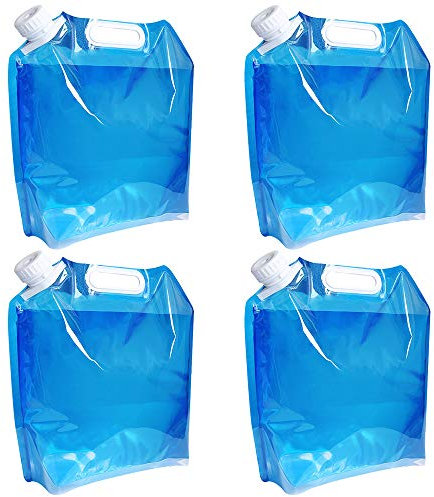 NewZC 4 x 5 l - Lot de 4 bidons d'eau pliables - Protection de l'environnement - Réutilisables - Pour l'extérieur, le camping, le barbecue, la maison