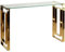 Cortesi Home Laila Konsolentisch, Edelstahl, Glas, 40 cm T x 119,4 cm B x 77,5 cm H, Gold, transparent