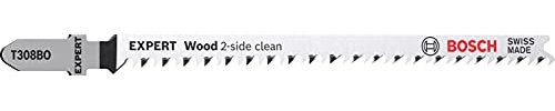 Bosch Professional 3x Lame per seghetto alternativo Expert ‘Wood 2-side clean’ T 308 BO (per Compensato, Pannello per mobili in legno massiccio, Lunghezza 117 mm, accessorio Seghetto alternativo)