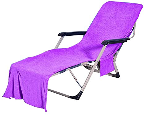 oneforus Lounge Chair Beach Towel Quick-drying Beach Chair Cover Towel Foldable With Side Pockets for Pool Lounger Outdoor