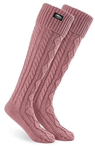 CityComfort Chaussettes Hautes Montantes Femme Chaussette au Genou Mi-bas Tricot (Rose)