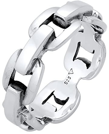 Kuzzoi Massiver Herrenring (8mm) im Ankerketten Design, Bandring für Männer aus 925 Sterling Silber poliert, Lifestyle-Ring im Ketten Look, Ringgröße 66