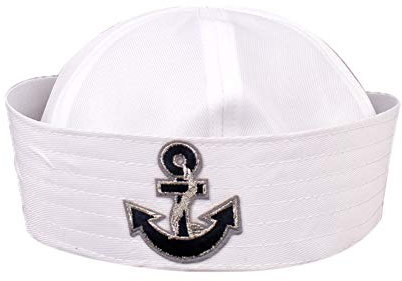 Danlai Sailor Captains Hut, Weiße Segler Hüte Für Erwachsene Mütze Ideale Sailor Kostüm Zubehör Party Outfit Frauen Mann (Erwachsener 58cm)