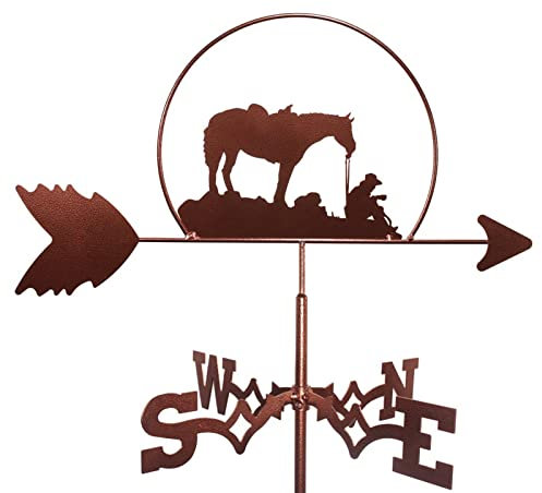 ANCNA Hombre y Caballo Veleta Metal Acero Inoxidable Veleta Retro Veleta Indicador de dirección del Viento Jardín Patio Adorno Decoración Veleta