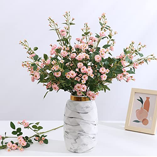 LNGODEHO 6 fiori artificiali in seta rose stabilizzate pieni di vitalità, centrotavola portatili decorativi per la casa fai da te fiori falsi decorazione per la tavola decorazione floreale (rosa)