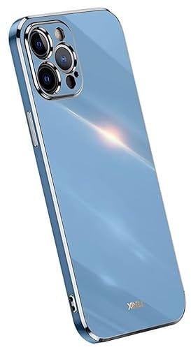 Topme Coque en Silicone pour iPhone 12 Pro Max (6.7 inches), [ Etui Housse de Téléphone de Style Bord Doré] - Bleu Marine