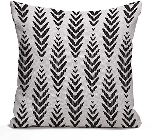 Tomda Fashion Ikat Chevron-Kissenbezug, Schwarz und Weiß, Baumwoll-Leinen, dekorativer Kissenbezug für Zuhause, Sofa, Dekoration, 45 x 45 cm, Kissenbezug