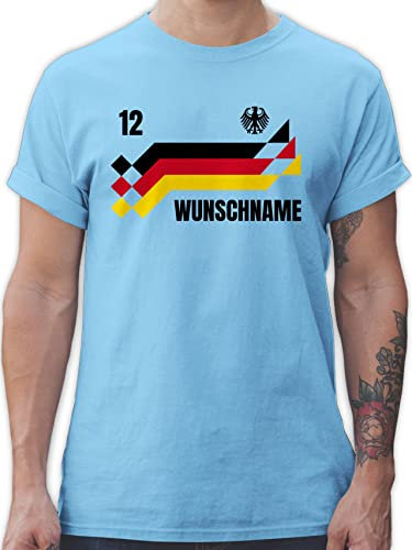 T-Shirt Herren - 2026 Fussball WM Fanartikel - Deutschland Trikot mit Name und Nummer Germany - S - Hellblau - Deutschland-t-Shirt em Tshirt 2024 fußball German Shirt Bedruckt fußball-Fanartikel