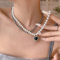 Inateannal Vintage Geschichtet Perle Choker Halskette Herz Edelstein Anhänger Halskette Silber Perlenkette Kette Kandare Cuban Link Kette Halskette Schmuck Für Frauen Und Mädchen