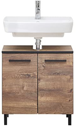 Pelipal Waschbeckenunterschrank Quickset 374 in Eiche Ribbeck quer Nachbildung, 60 cm breit | Waschbeckenschrank ohne Waschbecken mit 2 Türen