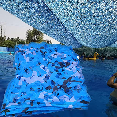 Camouflage Net Bleu,Filet De Camouflage Militaire Renforcé En Plein Air, Gazébo Pergola Jardin Patio Nuage Filet, DIY Filet De Parasol(Taille Personnalisée) Décoration De Fête À Thème(Size:6mX6m)