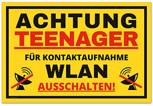 Vorsicht Teenager Schild (30 x 20 cm) - Lustiges Geschenk für Teenager zur Jugendweihe oder zum Geburtstag -Türschild als Teenager Zimmer Deko - Für Jungen und Mädchen