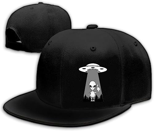 Tijeyi Snapback Hut für Männer Jungen Schwarz Baseball Cap Flat Bill Dad Hüte Trucker Caps Geschenk für Teenager Flache Krempe Hut, Ufo Aliens, 1