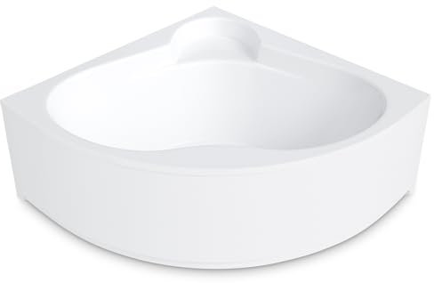 AQUADE Acryl Eckbadewanne 140x140 Modell: Essen Hergеstellt in Dеutschland - Weiß Badewanne Komplettset 140x140 - Badewannen mit Wannenfüßen + Schürze + Ab-Überlauf mit Zulauf