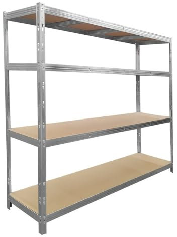 EURO VANADIUM - Étagère de Rangement Monobloc, 237 x 60 x 200 cm, Rack Étagère de Garage 4 Niveaux - Charge Lourde 1400 kg, Garage, Cuisine, Buanderie