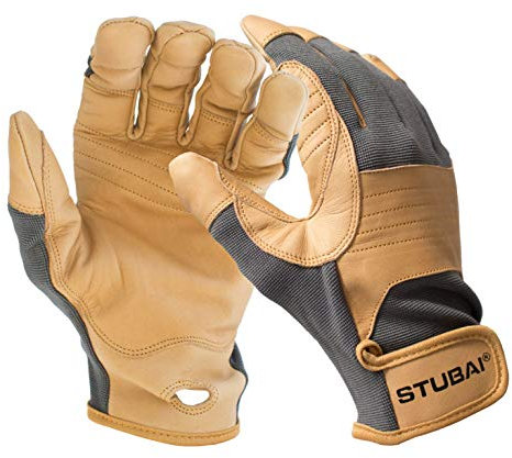 STUBAI Seilhandschuh Goat | Größe M | Sicherheitshandschuh aus strapazierfähigem Leder, Schutz für die Hände beim Klettern, für Abseilen, Bergsteigen, Höhenarbeit
