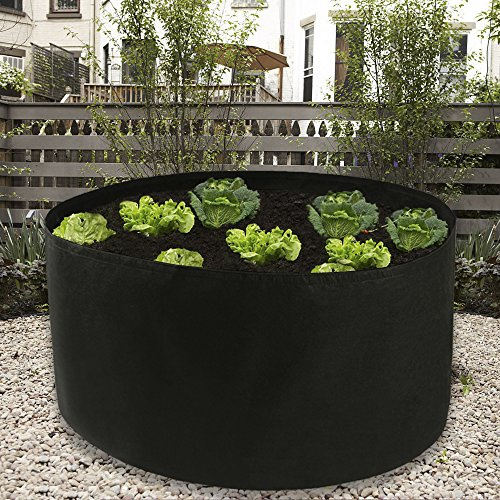 MOTUZP Filz-Pflanzentaschen, erhöhte Garten-Tomaten-Gemüsepflanzen (schwarz, Durchmesser 116 cm x Höhe 50 cm) Gallone runder erhöhter Pflanzgefäß Grow Bag für Kräuter Fl