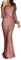 ZICUE Femmes Sexy Col en V Solid Color Robe De Soirée Formelle À Manches Longues Wrap Sequin Robe Longue Rose S