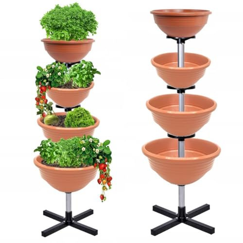 Pflanzturm Vertikaler Garten Etagenbeet Pflanzsäule Erdbeerturm Hochbeet Farbauswahl Terrakotta 130 cm