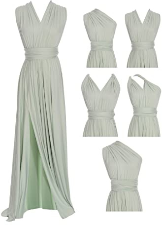 Edaydress EIN Kleid in voller Länge mit über 100 Stilen, vielseitig einsetzbar, mit Infinity-Schlitz, Brautjungfernkleider, Cf106 Green Lily, Einheitsgröße Mehr