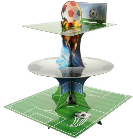 Abaodam Football Cake Stand Soccer Cupcake Topper Football Party Decorations Decorative Dessert Holder Cake Tray Soccer Cake Stand Dessert Display Tower Grill Tray Basketball Paper Props