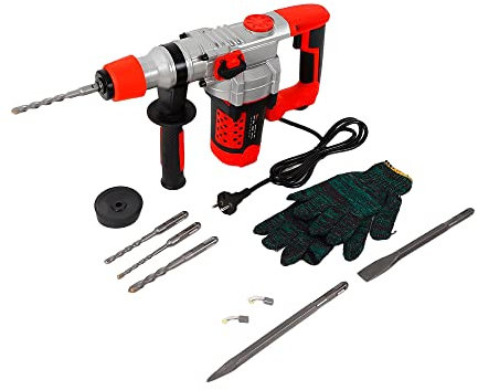 HINOPY 2200W Bohrhammer, SDS-Plus Meißelhammer Stemmhammer Schlagbohrer + Koffer Set 0-930rpm