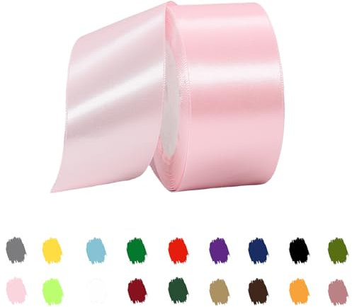 Rosa Satinband 40mm,Geschenkband Satinband 22 Meter Polyesterband, Rosa Schleifenband für Geschenkverpackung,Dekoration,Hochzeit,Weihnachten,Bastelarbeiten,und Geschenkverpackung