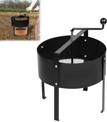 MAYTIIMO Handkurbelsieb 40 x 45 cm Gartensieb Manuell Erdsieb Metall Kompostsieb Sieb zum Sieben von Erde Feinmaschiges Sandsieb Drehbarer Bodensieb für Erde Rasen Garten