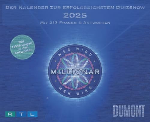 Wer wird Millionär - Tagesabreißkalender 2025 - DUMONT-Verlag - Kalender mit Originalfragen aus der RTL-Sendung - 14,5 cm x 11,8 cm