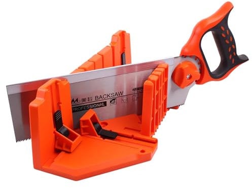 CYTGOUPER Set di seghe e scatola per troncatrici in plastica da 14, posteriore in acciaio rinforzato per tagli accurati, tagli preimpostati a 90 gradi, 45 gradi, 22,5 gradi