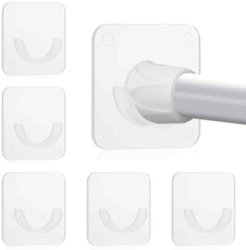 6 Soportes de Barra de Cortina Adhesivo, Soporte adhesivo para barra de cortina de ducha, montaje en pared sin taladrar, Retenedor Adhesivo de Montaje Barra, Transparente
