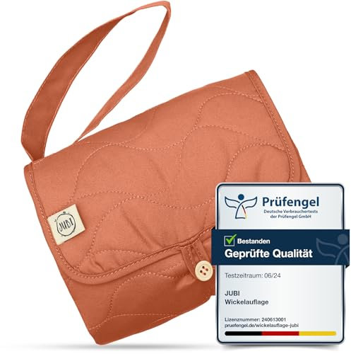 Jubi® Wickelauflage Braun-Rust aus Biobaumwolle und ÖkoTex Polyester - Wickelunterlage für unterwegs mit Platz für 4 Windeln & Feuchttücher…
