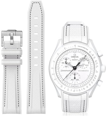 BONACE Armband für Omega X Swatch 20 mm, Gebogenes Silikonarmband, Kompatibel Mit Moonswatch Speedmaster, Keine Lücken, für Herren und Damen