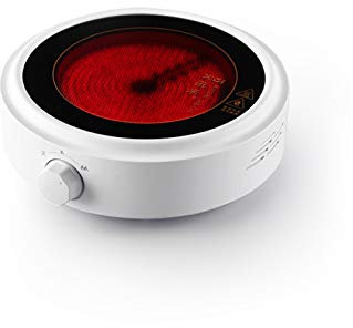 Hotplate, Gourmet Countertop Electric Hot Burner, 800 W, Power Indicator Lights, Temperature Controls, Boiled Water, Used for Glass Ceramics, Tea, Coffee, Milk Powder, Hot Milk, White