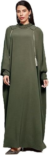 Musselin-Robe für Damen, volle Länge – Jilbab mit Hijab-Schal, Einheitsgröße, Islam, Dubai, bescheidene Robe, solide, muslimische Gebetskleid, Abayas, einteilig, Türkei, Kaftan, Ramadan, Brautkleid,