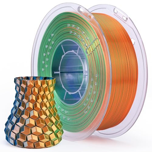 ELEGOO PLA Filament 1.75mm Seide Blau Grün Orange Dreifarbig 1KG, 3D Drucker Filament Maßgenauigkeit +/- 0,02 Mm, 1kg Kunststoffspule (2.2lbs) Filament-3D-Druckmaterialien Passt Für FDM 3D-Drucker