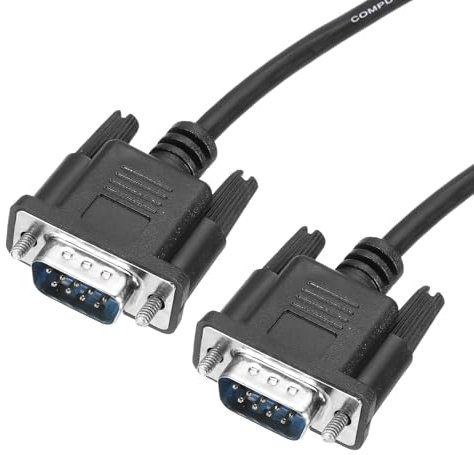 sourcing map 4.9 ft DB9 RS232 Serial Cable, Straight Through RS-232 Male to Male 9 Pin Extension Cable for Data Communication, Black