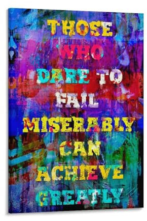 John F. Kennedy Zitat auf Leinwand, Motivationsposter, JFK-Zitat, Aquarell-Wandkunst, Those Who Dare to Fail Miserably Can Achieve Greatly - Friends