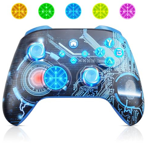 LED Wireless Controller for Xbox Series X|S, Xbox One X|S, PC, Steam, Custom Gamepad Light Up Gaming Controller with 3.5mm Audio Jack/Turbo/Dual Vibration Blue Need to Upgrade