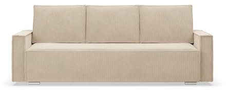 Mebligo - Sofa 3-Sitzer NOTO mit Schlaffunktion und Bettkasten, Bonell, beige