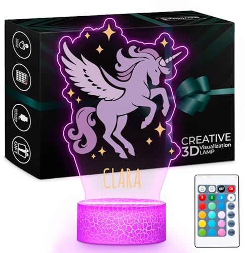 Maverton LED Nachttischlampe Kinder - Nachtlicht Kinder - digitaler Bilderrahmen mit Fernbedienung - Mädchen Geschenke - Personalisierte Geschenke für Mädchen - Kinderzimmer Deko