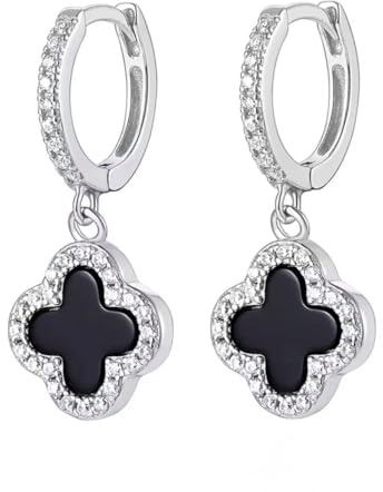 Extravagante Kleeblatt Glücksbringer Creolen Ohrringe für Damen-Trend Accessoires aus 925 Sterling Silber -mit stilvoller Geschenkverpackung von ROUGEMONT Jewellery