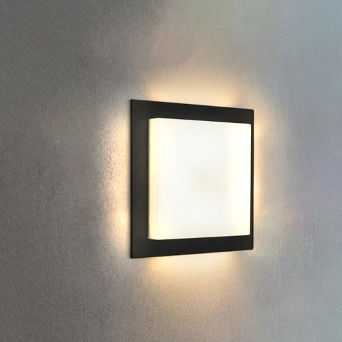 MULANDI LED Aussenleuchte Wand 4000K, Außenlampe, wandleuchte Aussen, Energiesparende LED Beleuchtung, Schwarz, Moderne, IP44 Wasserdichte für Hauswand, Treppenhaus