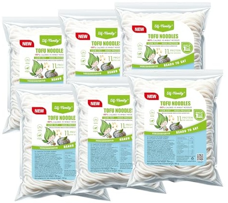 Elf-Family 300g×6er pack Tofu-Nudeln - Instant Nudeln High Protein,Weniger Kohlenhydrate, Low Carb, Vegan, schnelle Zubereitung, Authentisch aus Thailand, Low Fat/Zuckerfrei MHD: 08/11/2026