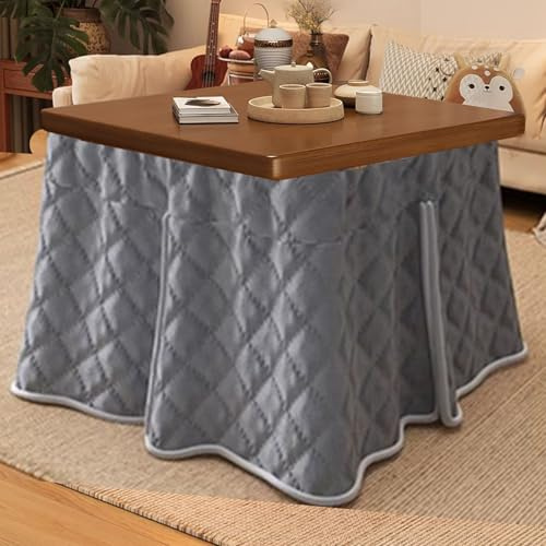 Kotatsu Futon-Set – Stilvoller faltbarer Couchtisch, Arbeitszimmertisch für Winterheizung, Dicke 3 cm, Walnussholz, perfekt zum Essen und Trocknen von Kleidung