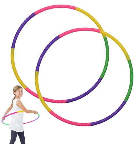 2 Stück 8 Abschnitte Hula Hoop Reifen,Hula Hoop Reifen Kinder,Farbig Hulahoopreifen Für Kinder Abnehmbare Hoola Hoop Kinder 8 Jahre,Geeignet Für Drinnen Und Draußen Fitness,Gymnastik,Tanz