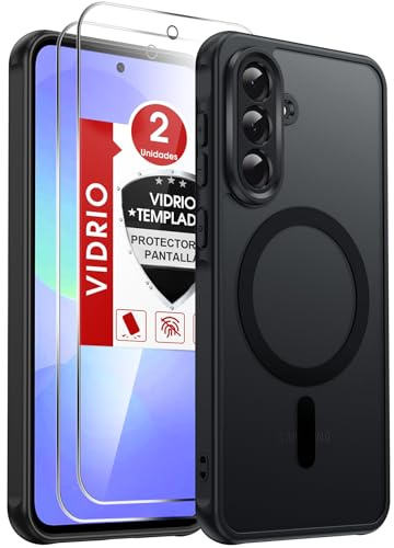 LeYi für Samsung Galaxy A36 5G Hülle für Magsafe mit 2X Panzerglas-Schwarz | Handyhülle Ultra Dünn Magnetisch Schutzhülle Schutzglas Matt Transluzent Stoßfest Handy Phone Case Cover 128gb A 36