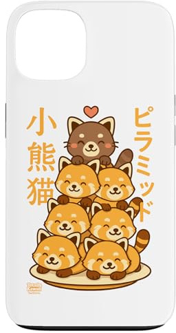 Kawaii Red Panda Pyramid Anime Japanese Letters Cute Case for iPhone 13