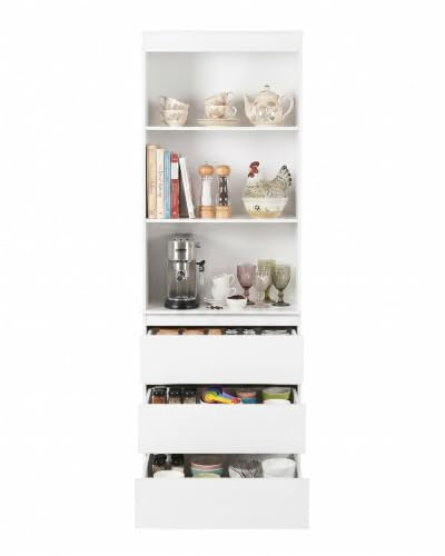 Xinyvee Armario Cocina 180cm Alto 60cm Ancho Mueble Auxiliar Almacenaje Cajonera Baño Muebles de Cocina Blanco