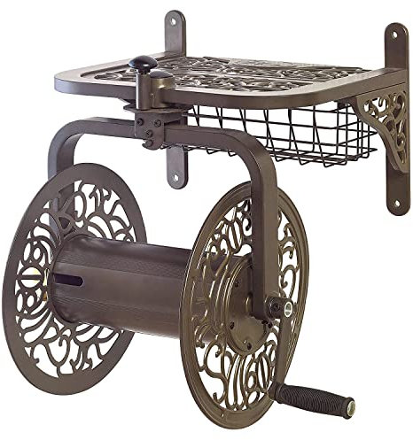 Liberty Garden 714 Gartenschlauchtrommel, aus Aluminiumguss, drehbar, für 3,6 m Langen Schlauch – Bronze